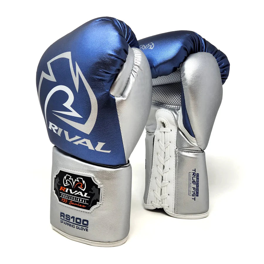 Rival RS100 Professional Sparring Gloves - Blue & Silver