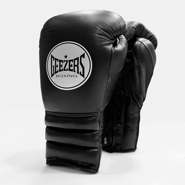 Geezers Halo Training/Sparring Boxing Gloves - Lace - Black