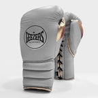 Geezers Halo Training/Sparring Boxing Gloves - Lace - Light Grey & Gold