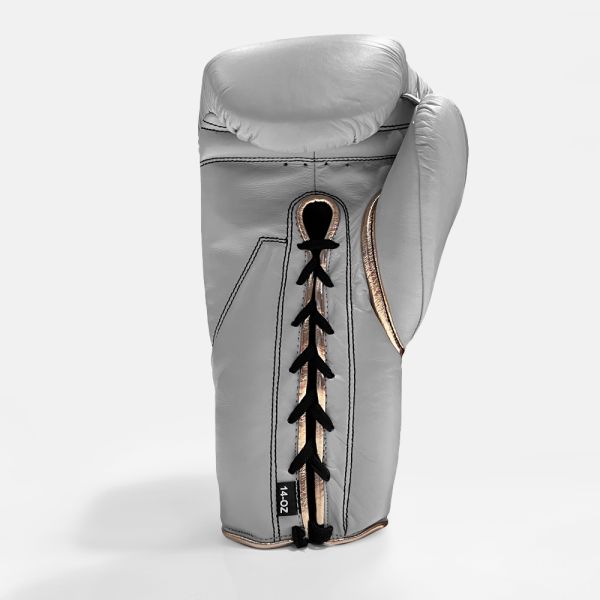 Geezers Halo Training/Sparring Boxing Gloves - Lace - Light Grey & Gold