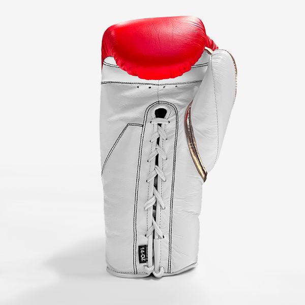 Geezers Halo Training/Sparring Boxing Gloves - Lace - Spark Red, White & Gold