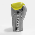 Geezers Halo Training/Sparring Boxing Gloves - Lace Pop Yellow, grey & Silver 16oz
