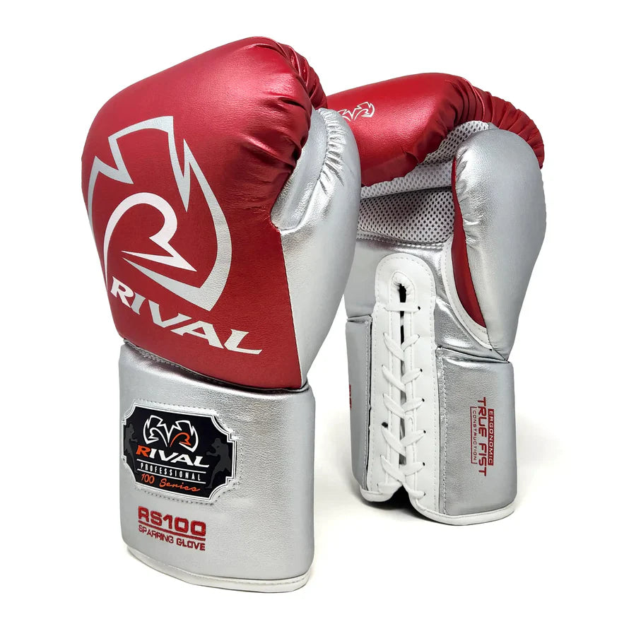 Rival RS100 Professional Sparring Gloves - Red & Silver