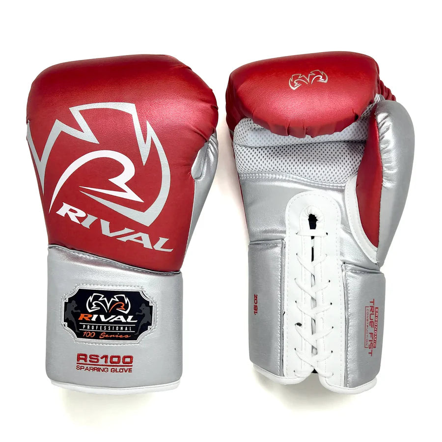 Rival RS100 Professional Sparring Gloves - Red & Silver
