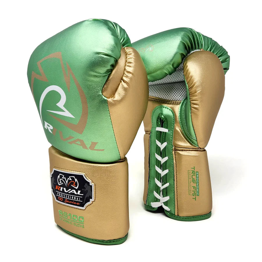 Rival RS100 Professional Sparring Gloves - Green & Gold