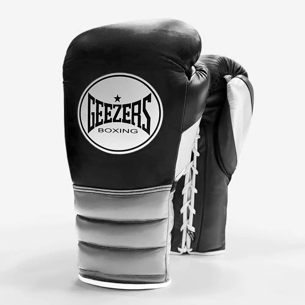 Geezers Halo Training/Sparring Boxing Gloves - Lace - Black/White/Grey